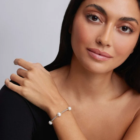 Lagos Soild 18k Gold & Sterling Silver Caviar Pearl Bracelet - Picture 3 of 10